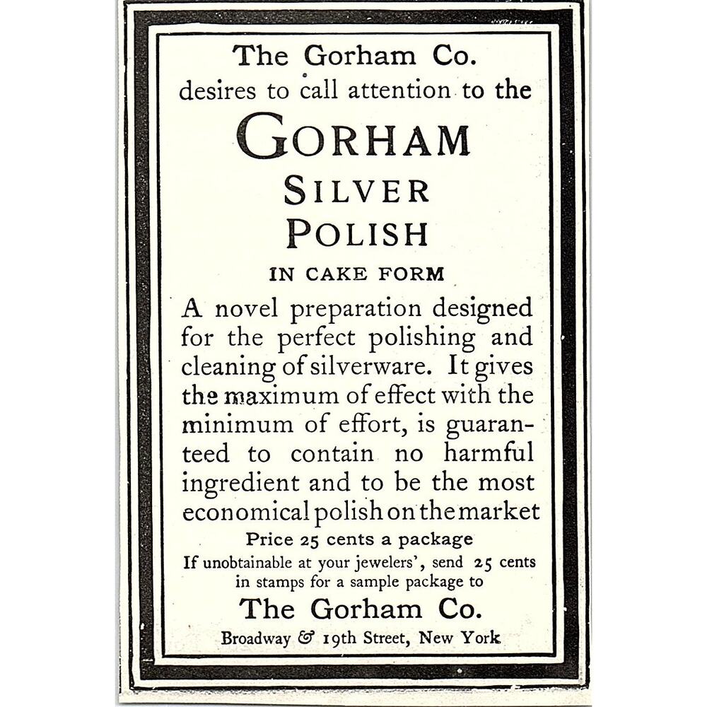 The Gorham Co Silver Polish In Cake Form 19th St NYC 1903 Magazine Ad SAG7-M5 - Picture 2 of 2